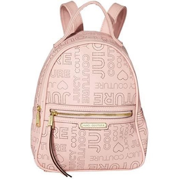 Juicy Couture Pink Embossed Logo Backpack with Gold Accents - Picture 1 of 7